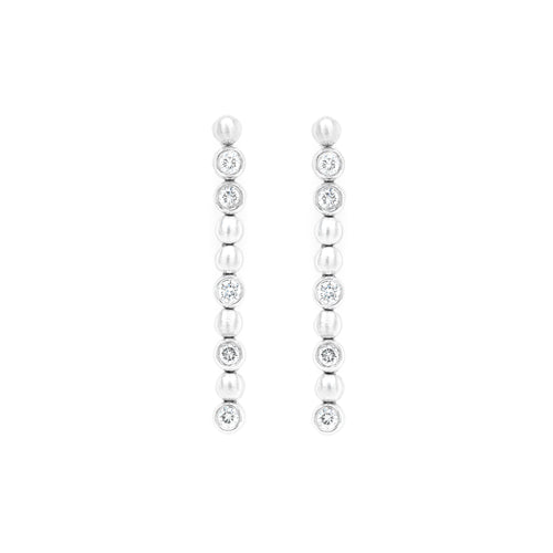 Diamond 18 Carat White Gold Linear Drop Earrings