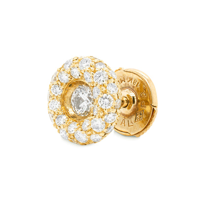 Diamond 18 Carat Yellow Gold Round Cluster Stud Earrings - Tobi Gem Setting