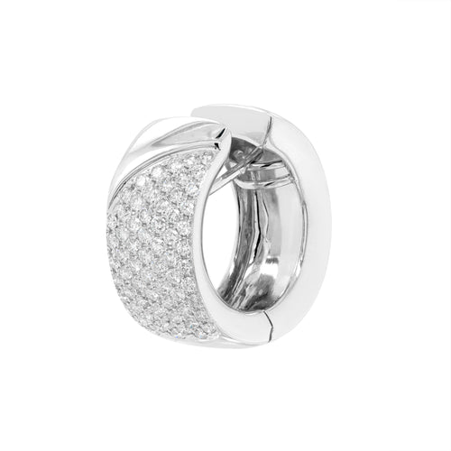 Diamond 18 Carat White Gold Wide Huggie Hoop Earrings