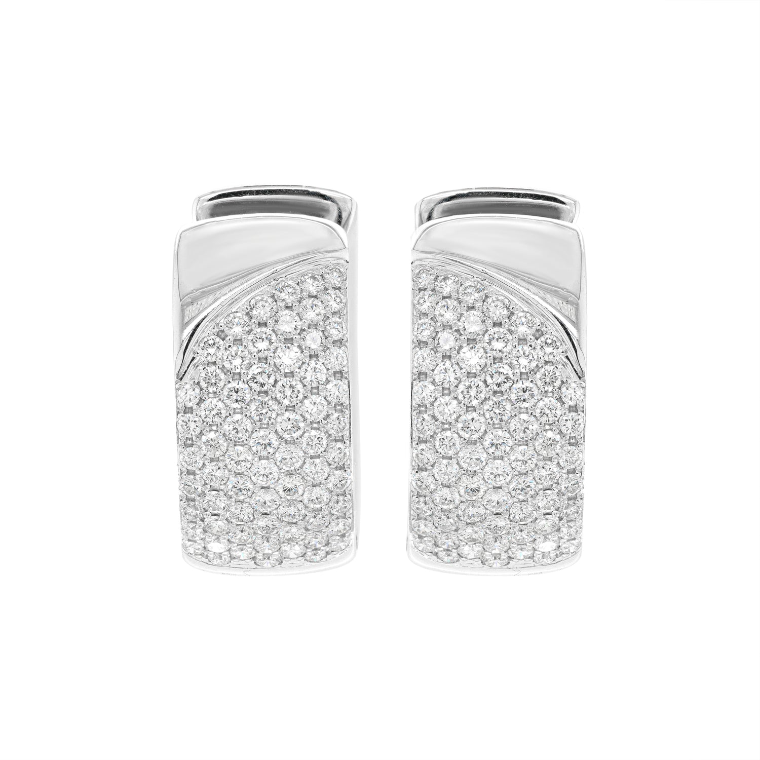 Diamond 18 Carat White Gold Wide Huggie Hoop Earrings