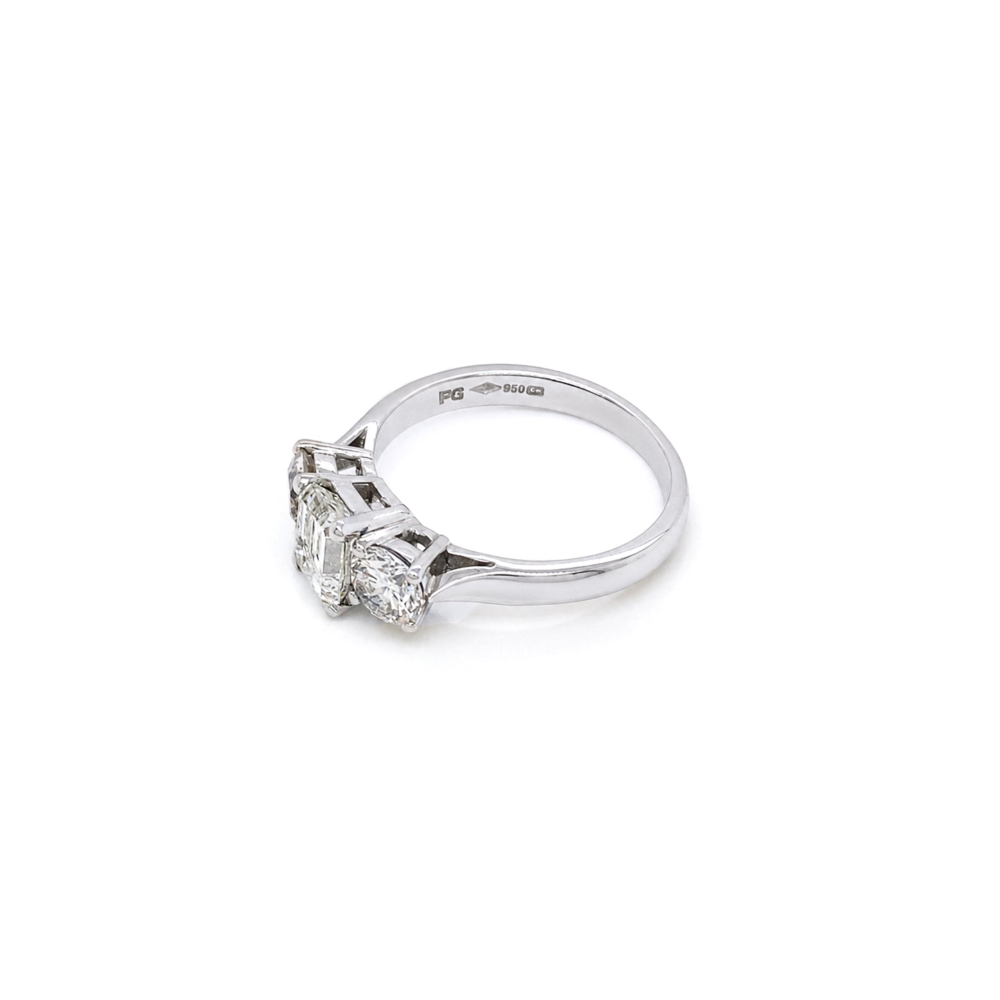 2.03 Carat Diamond Three-Stone Platinum Engagement Ring