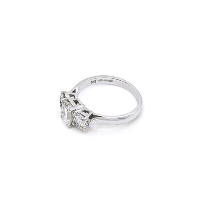 2.03 Carat Diamond Three-Stone Platinum Engagement Ring
