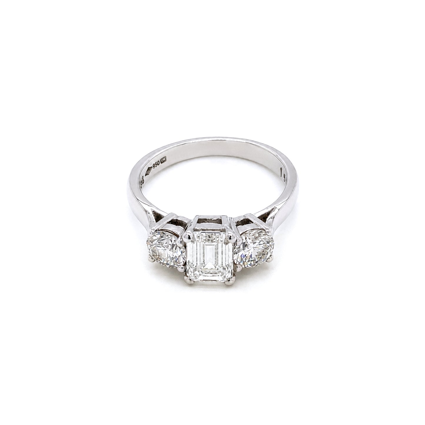 2.03 Carat Diamond Three-Stone Platinum Engagement Ring