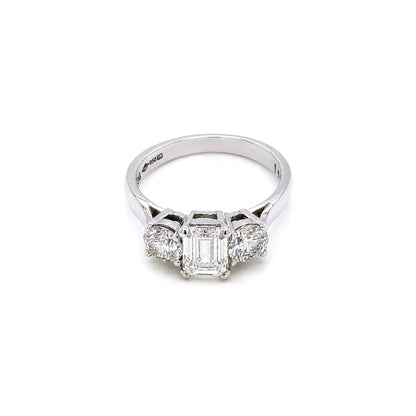 2.03 Carat Diamond Three-Stone Platinum Engagement Ring