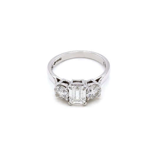 2.03 Carat Diamond Three-Stone Platinum Engagement Ring