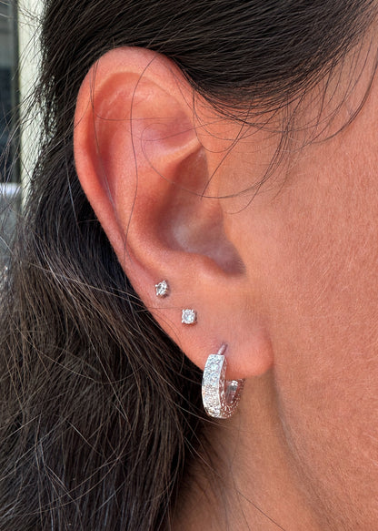Diamond and 18 Carat White Gold Day and Night Heart Drop Dangle Earrings