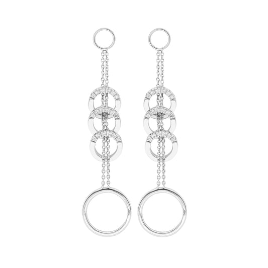 Diamond 18 Carat White Gold Chain Circle Drop Earrings