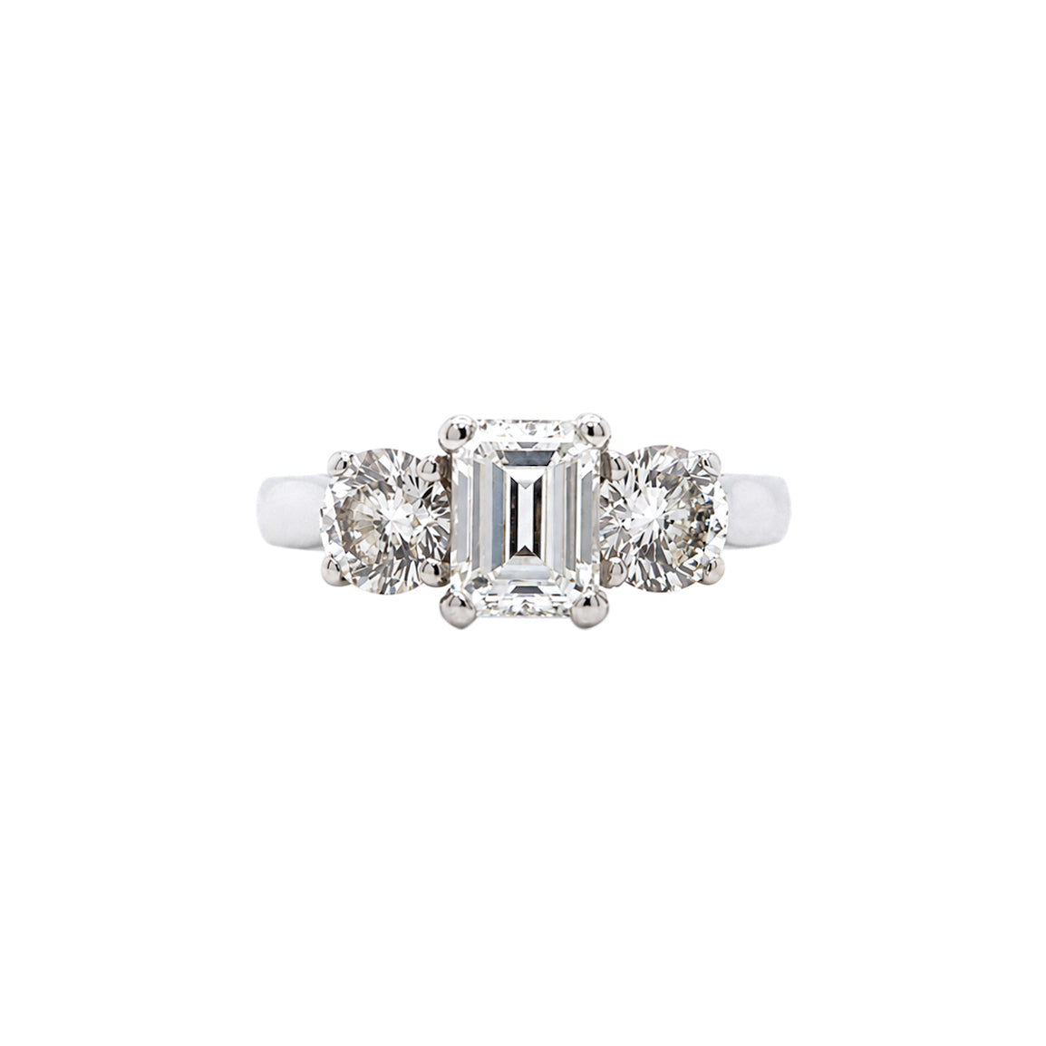 2.03 Carat Diamond Three-Stone Platinum Engagement Ring