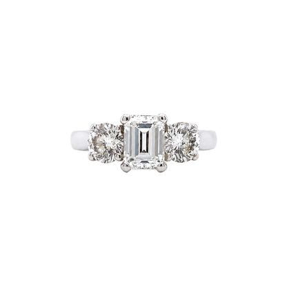 2.03 Carat Diamond Three-Stone Platinum Engagement Ring