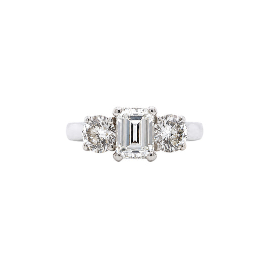 2.03 Carat Diamond Three-Stone Platinum Engagement Ring