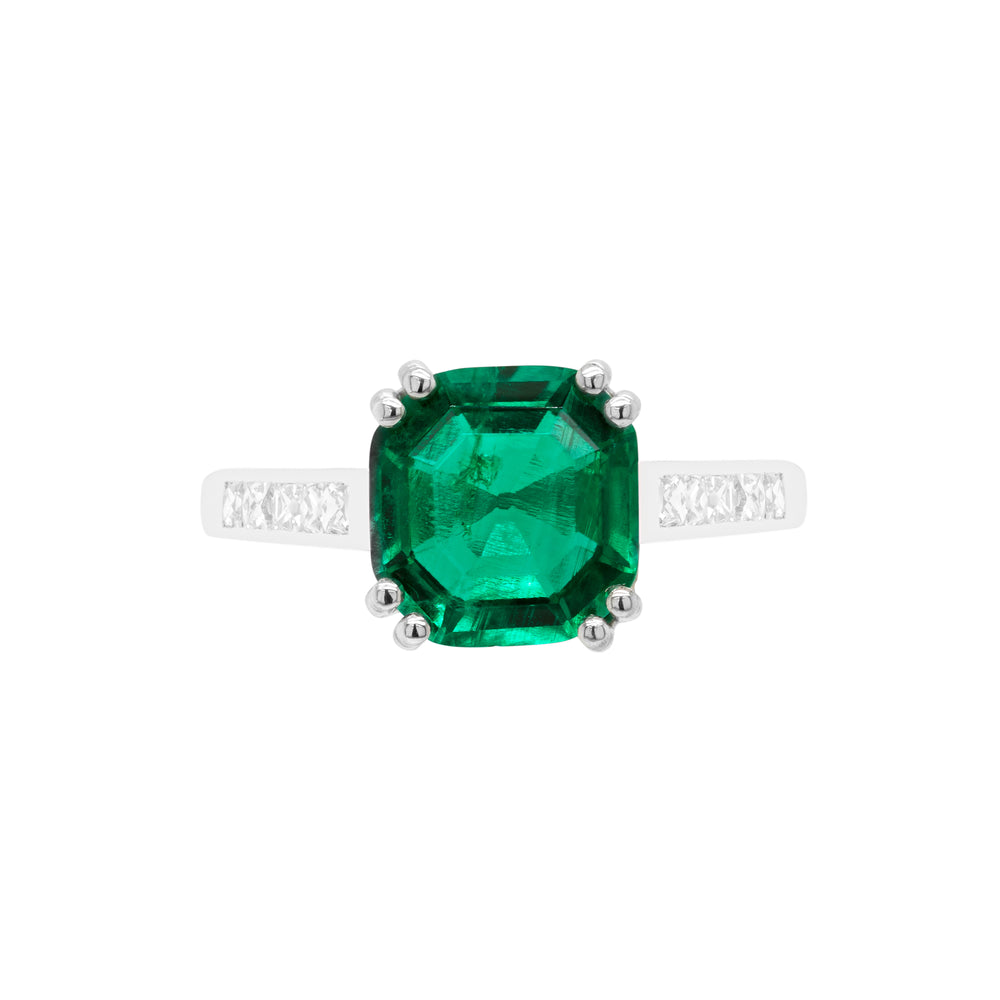 1.97ct Colombian Emerald and Diamond Platinum Engagement Ring, Circa 1930's