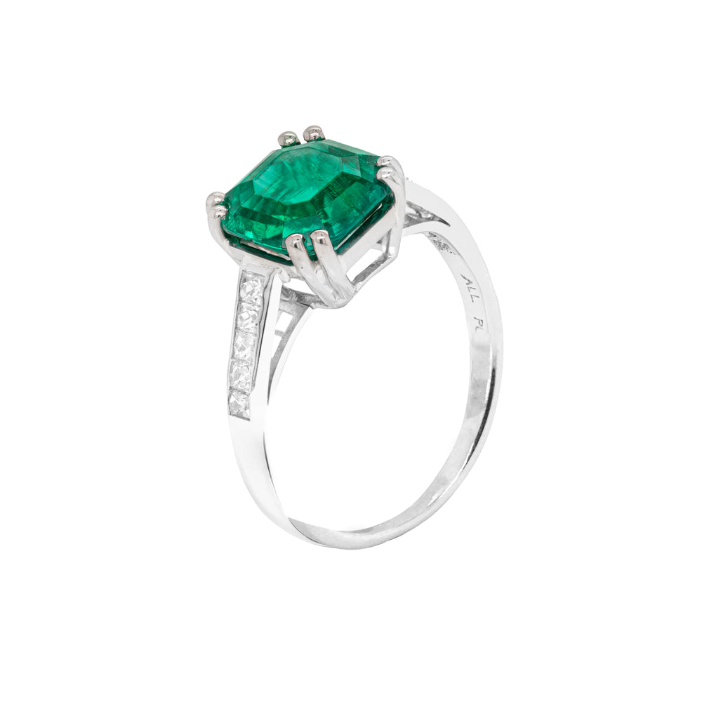 1.97ct Colombian Emerald and Diamond Platinum Engagement Ring, Circa 1930's