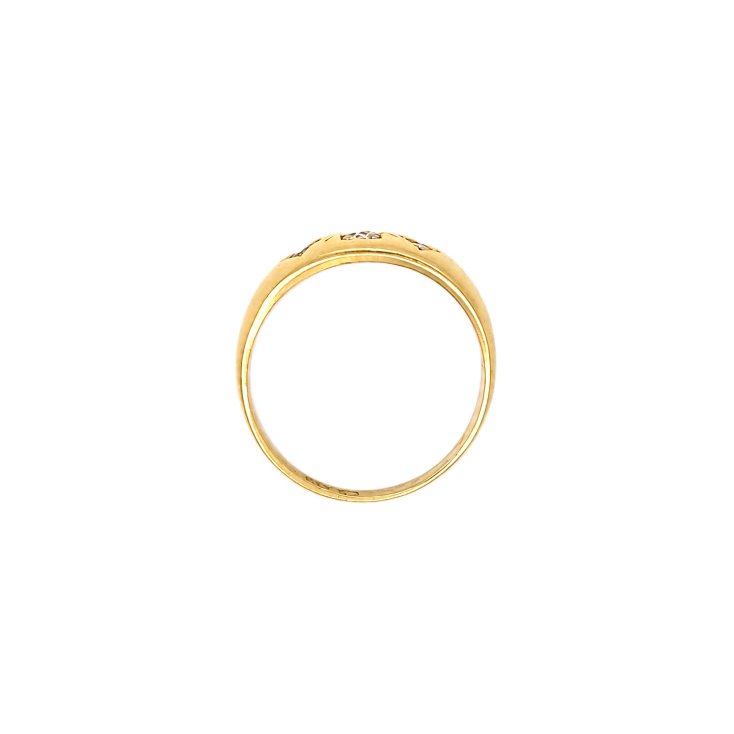 Late Victorian Old Cut Diamond 18 Carat Yellow Gold Three-Stone Band Ring, 1885