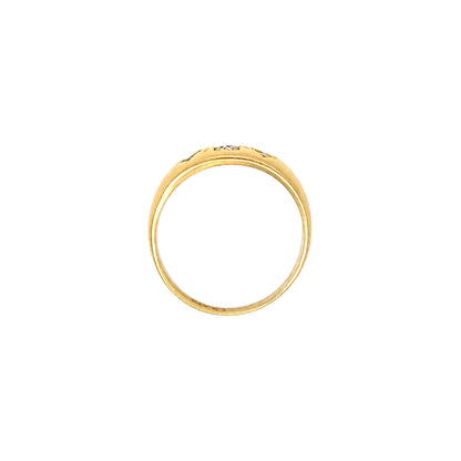 Late Victorian Old Cut Diamond 18 Carat Yellow Gold Three-Stone Band Ring, 1885