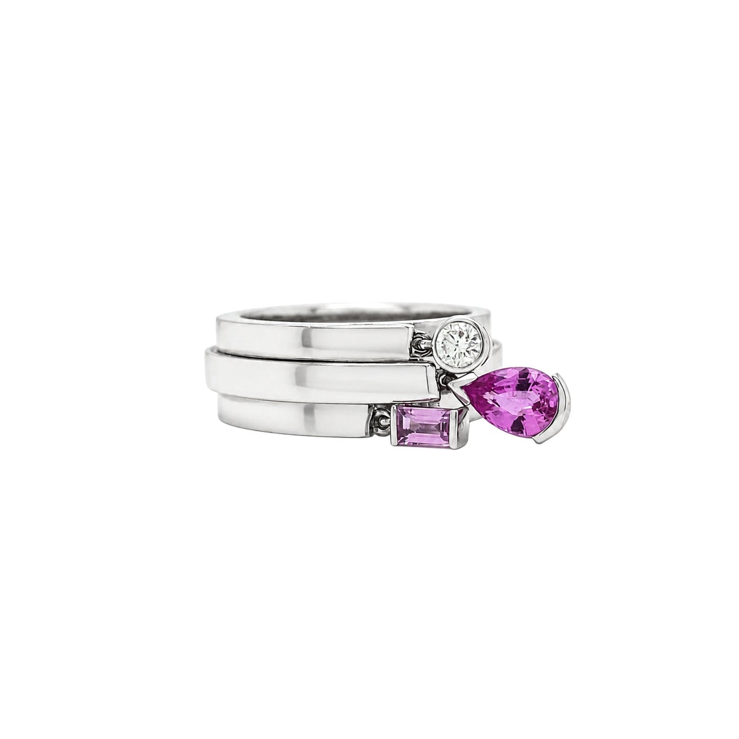 Chaumet Pink Sapphire and Diamond 18 Carat Gold Charm Ring