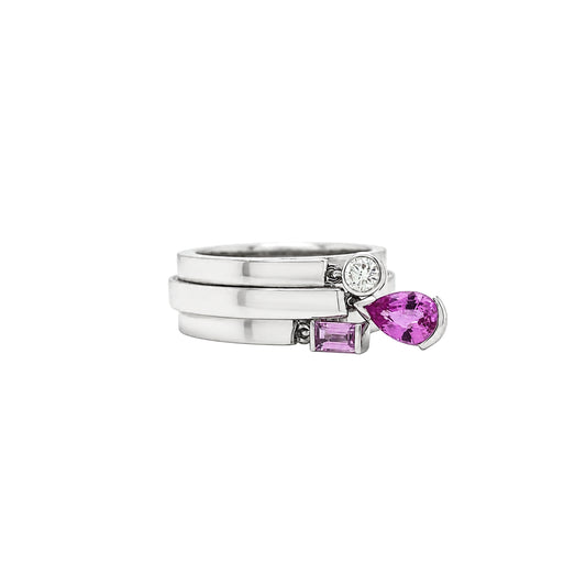 Chaumet Pink Sapphire and Diamond 18 Carat Gold Charm Ring