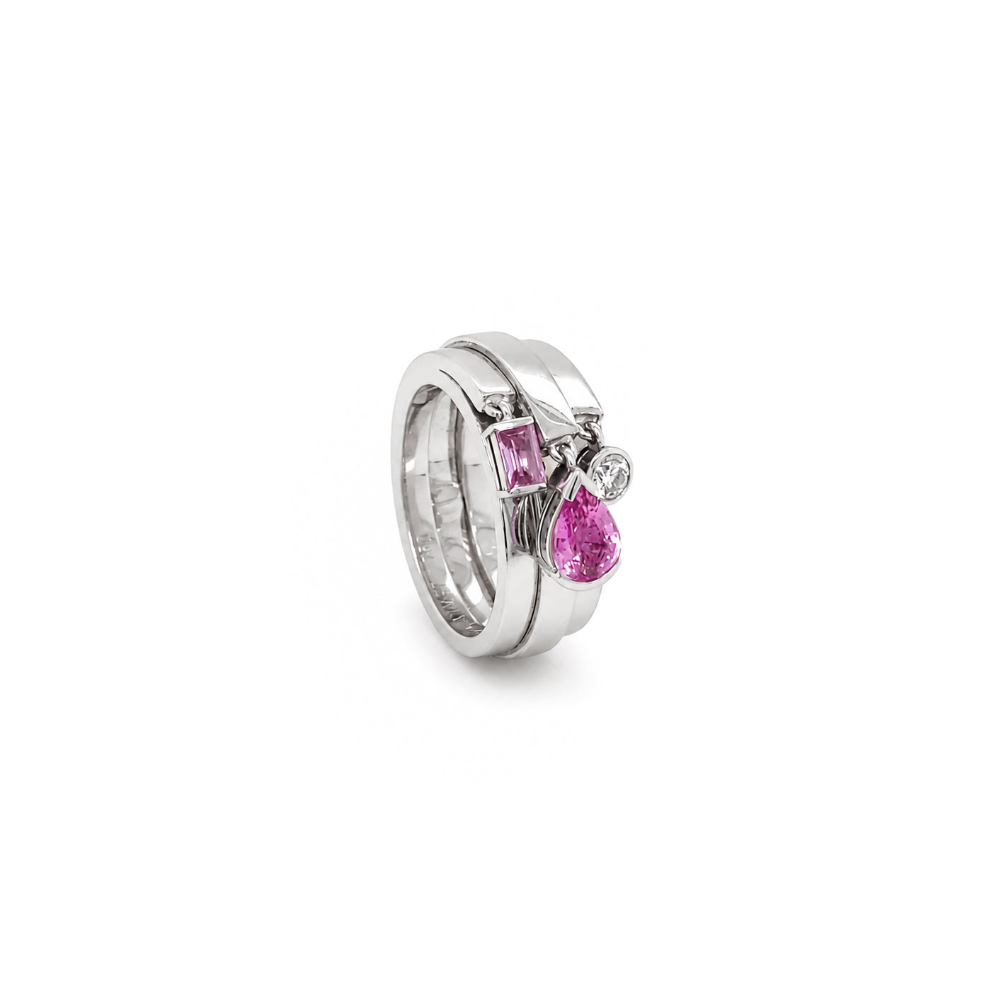 Chaumet Pink Sapphire and Diamond 18 Carat Gold Charm Ring