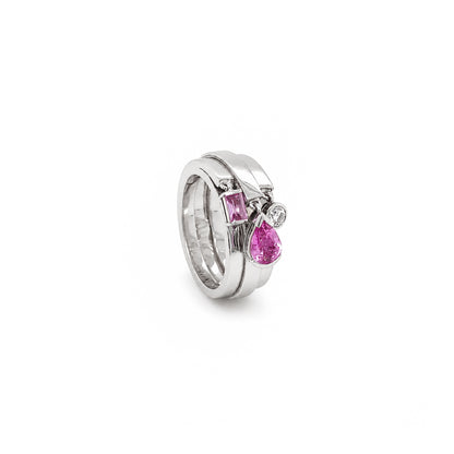 Chaumet Pink Sapphire and Diamond 18 Carat Gold Charm Ring