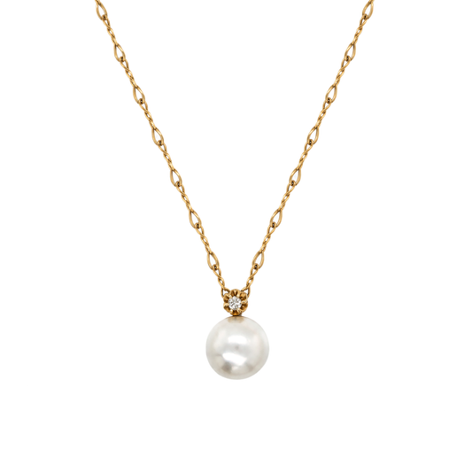 Mabe Pearl & Diamond 18K Yellow Gold Figure-of-Eight Chain Pendant Necklace