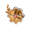 Vintage Ruby and Diamond 18 Carat White & Yellow Gold Flower Brooch