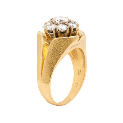 Vintage Diamond 18 Carat Yellow Gold Cluster Ring - Tobi Gem Setting