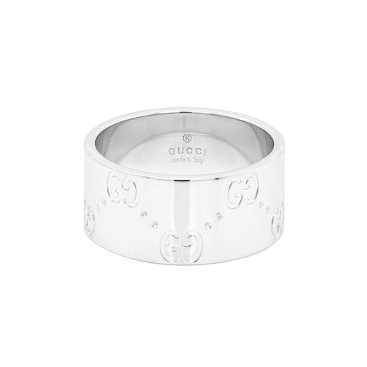 Gucci 'Icon' 18 Carat White Gold Wide Band Ring