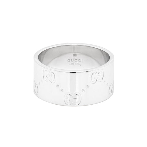 Gucci 'Icon' 18 Carat White Gold Wide Band Ring