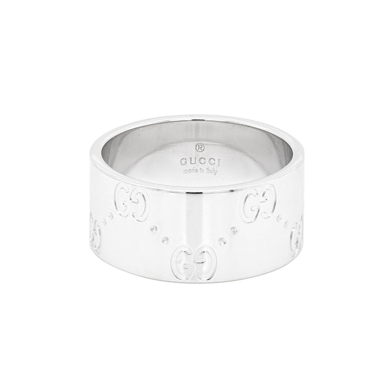 Gucci 'Icon' 18 Carat White Gold Wide Band Ring