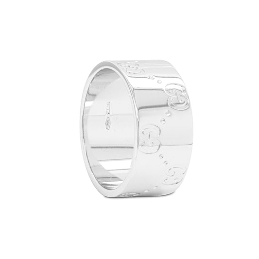 Gucci 'Icon' 18 Carat White Gold Wide Band Ring