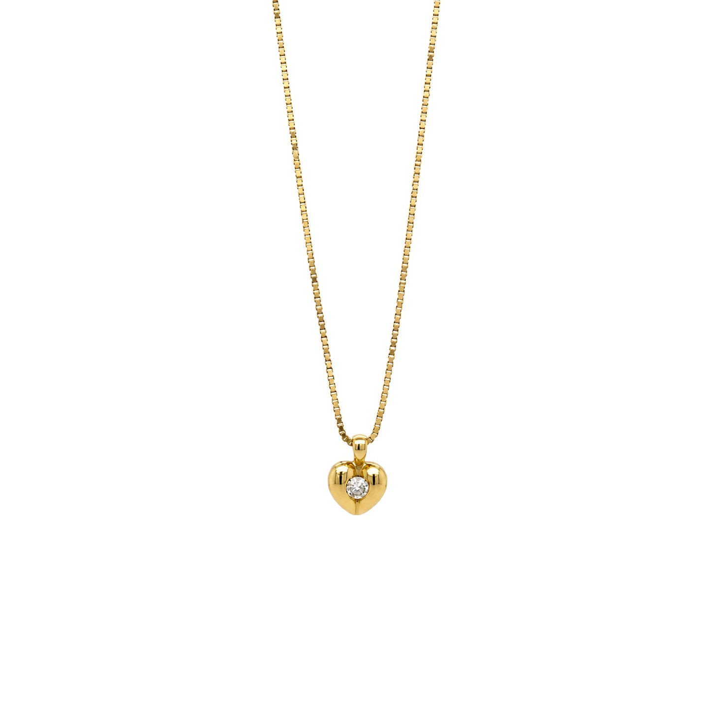 Round Brilliant Cut Diamond and 18 Carat Yellow Gold Heart Pendant Necklace