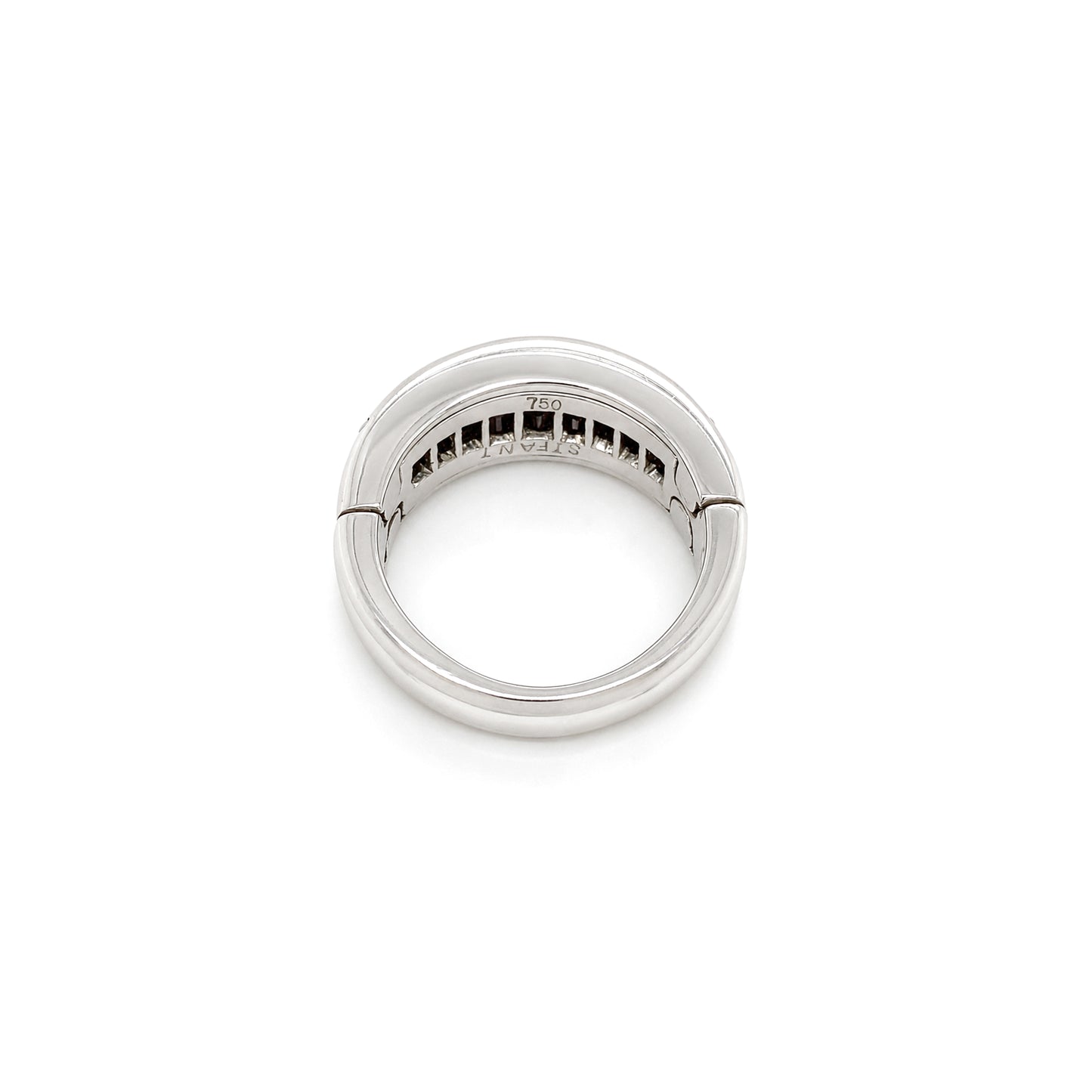 Ruby and Diamond 18 Carat White Gold Hinged Tapered Band Ring