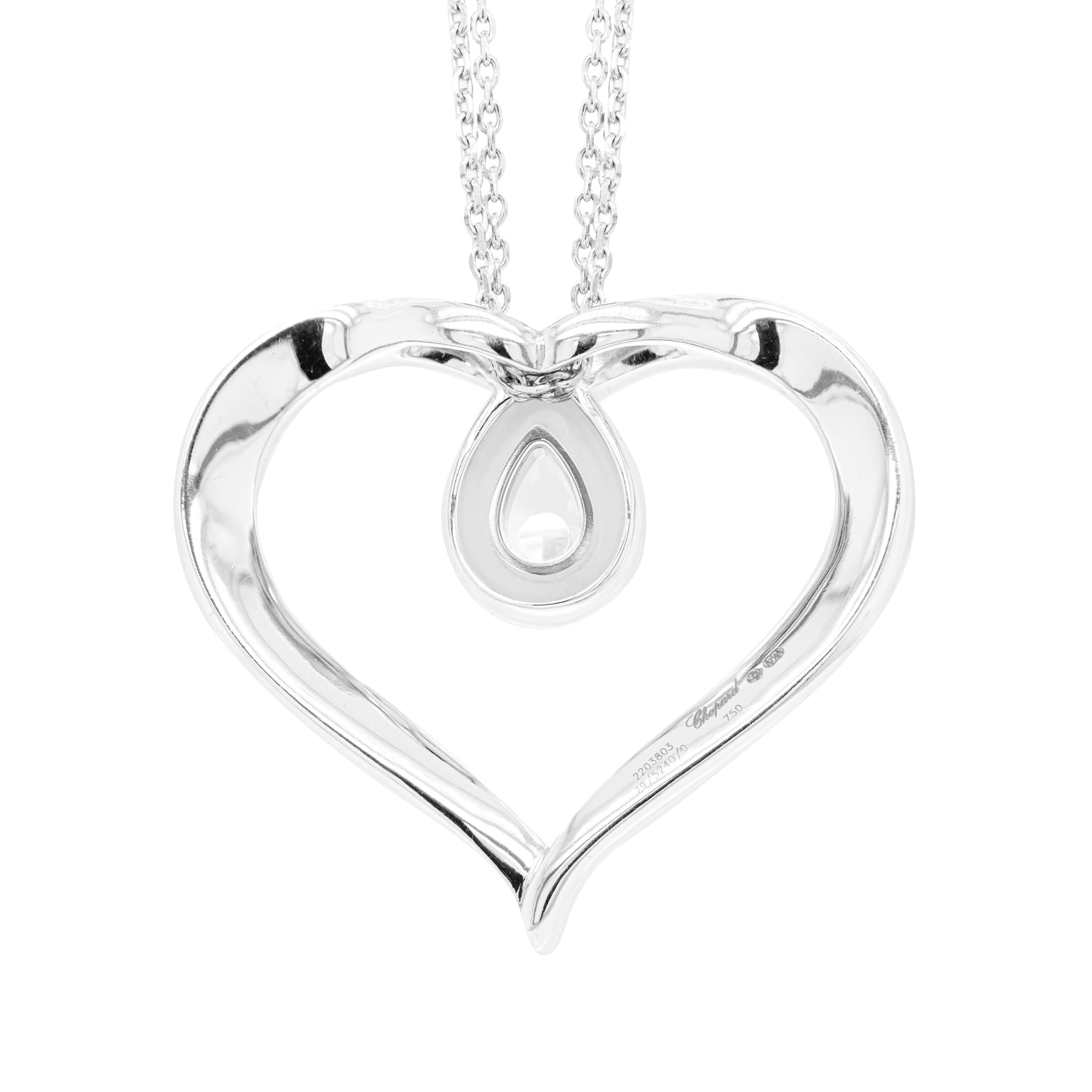 Chopard Large Happy Diamonds 18 Carat White Gold Loop Heart Pendant and Chain