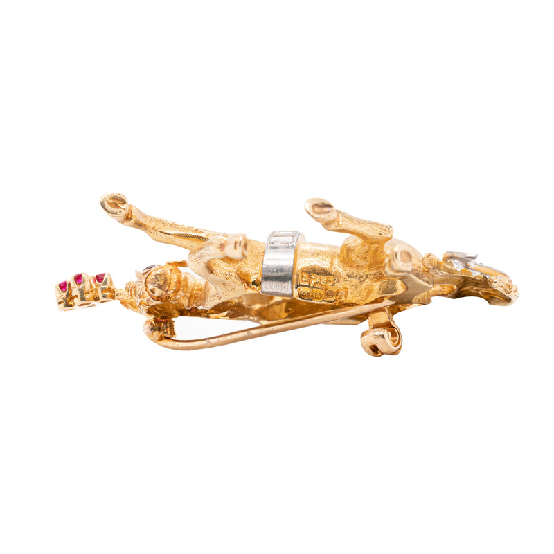 Ben Rosenfeld Ruby and Diamond 18 Carat Yellow Gold Brooch, 1961
