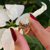 Cabouchon Opal 9 Carat Yellow Gold Flower Ring