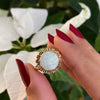 Cabouchon Opal 9 Carat Yellow Gold Flower Ring