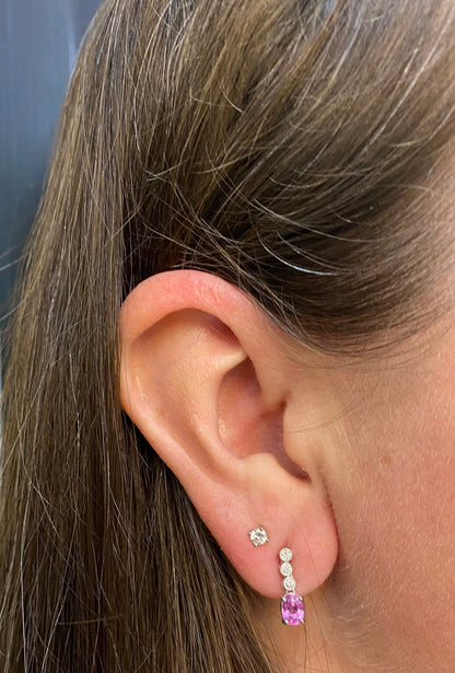 Pink Sapphire and Diamond 18 Carat White Gold Drop Earrings