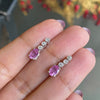 Pink Sapphire and Diamond 18 Carat White Gold Drop Earrings
