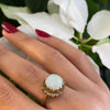 Cabouchon Opal 9 Carat Yellow Gold Flower Ring