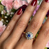Sapphire and Diamond 18 Carat White and Yellow Gold Cluster Ring