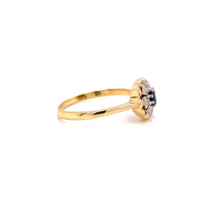 Sapphire and Diamond 18 Carat White and Yellow Gold Cluster Ring