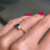 Blue Sapphire and Diamond Three-Stone 14 Carat Yellow Gold Crossover Engagement Ring