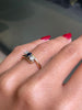 Blue Sapphire and Diamond Three-Stone 14 Carat Yellow Gold Crossover Engagement Ring