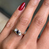 Blue Sapphire and Diamond Three-Stone 14 Carat Yellow Gold Crossover Engagement Ring