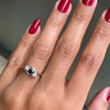 Blue Sapphire and Diamond Three-Stone 14 Carat Yellow Gold Crossover Engagement Ring
