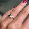 Blue Sapphire and Diamond Three-Stone 14 Carat Yellow Gold Crossover Engagement Ring