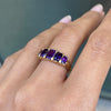Amethyst 9 Yellow Gold Antique Style Five-Stone Ring