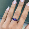Amethyst 9 Yellow Gold Antique Style Five-Stone Ring