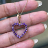 Amethyst 9 Carat Yellow Gold Heart Pendant and Chain