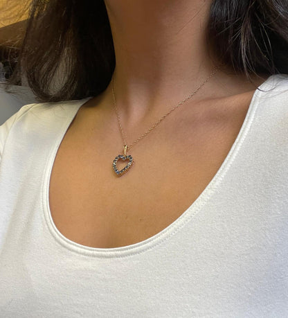 Blue Sapphire 9 Carat Yellow Gold Heart Pendant and Chain