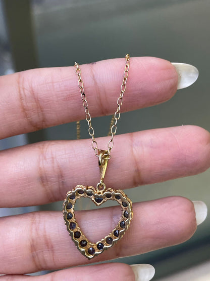 Blue Sapphire 9 Carat Yellow Gold Heart Pendant and Chain